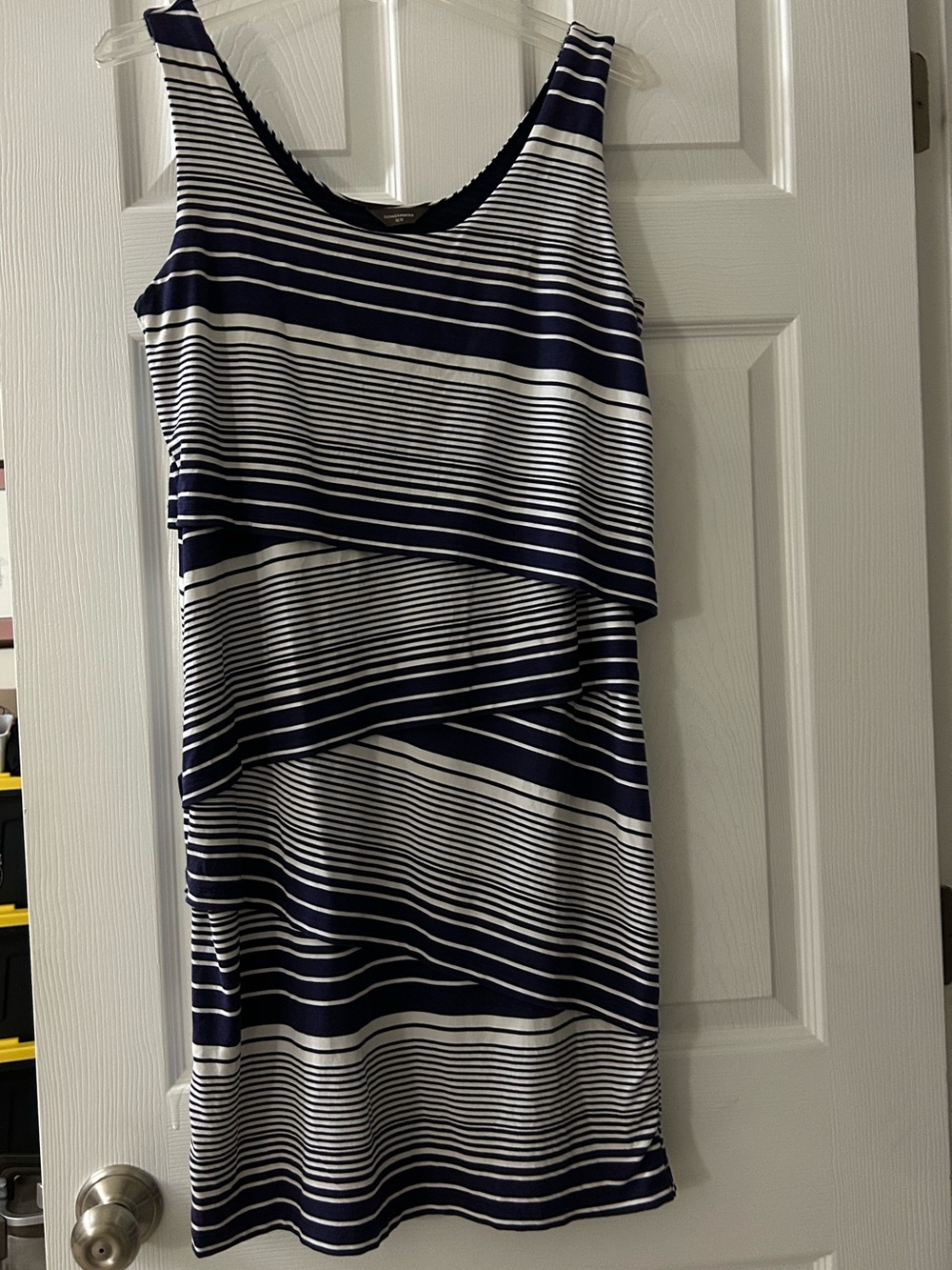 Denver Hayes Navy and White Striped Sleeveless Dress